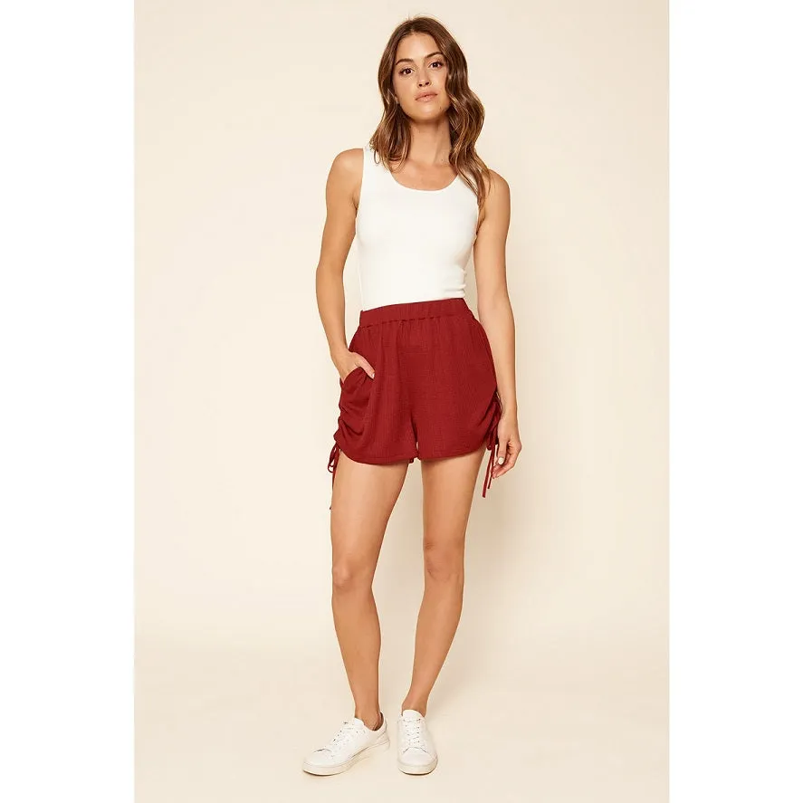 Good Days Ruched Waffle Knit Shorts