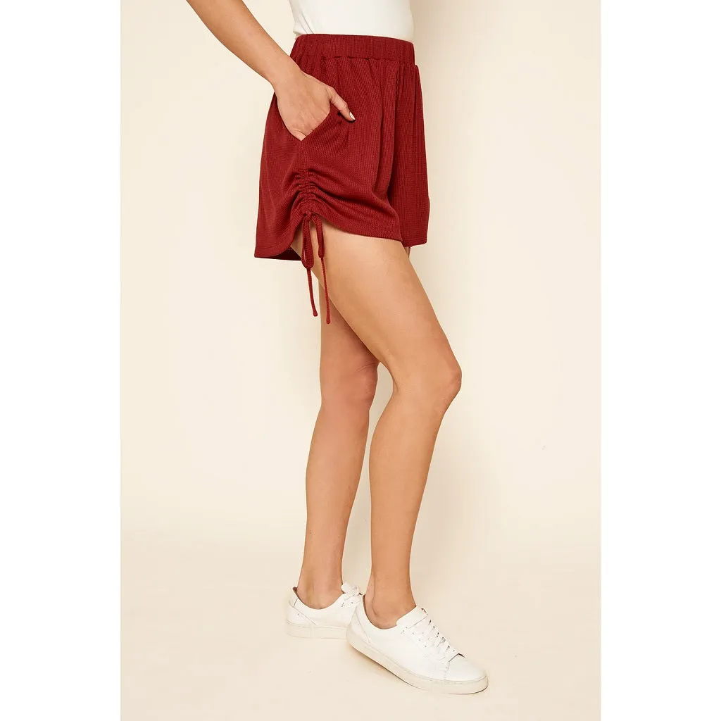 Good Days Ruched Waffle Knit Shorts
