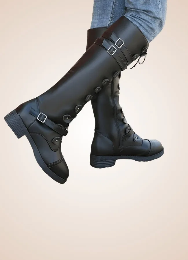 Gothic Knee High Lace Up Boots