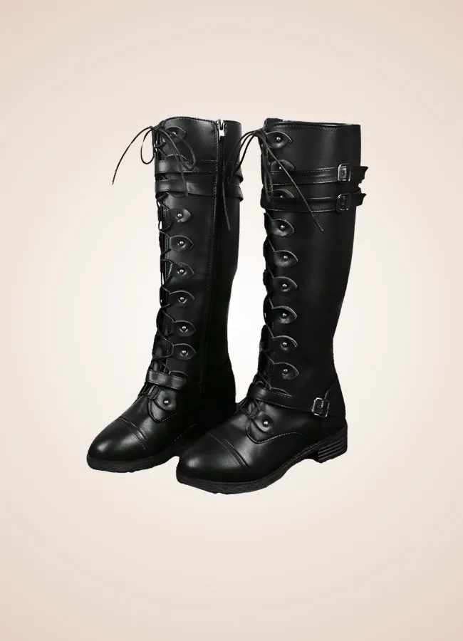 Gothic Knee High Lace Up Boots