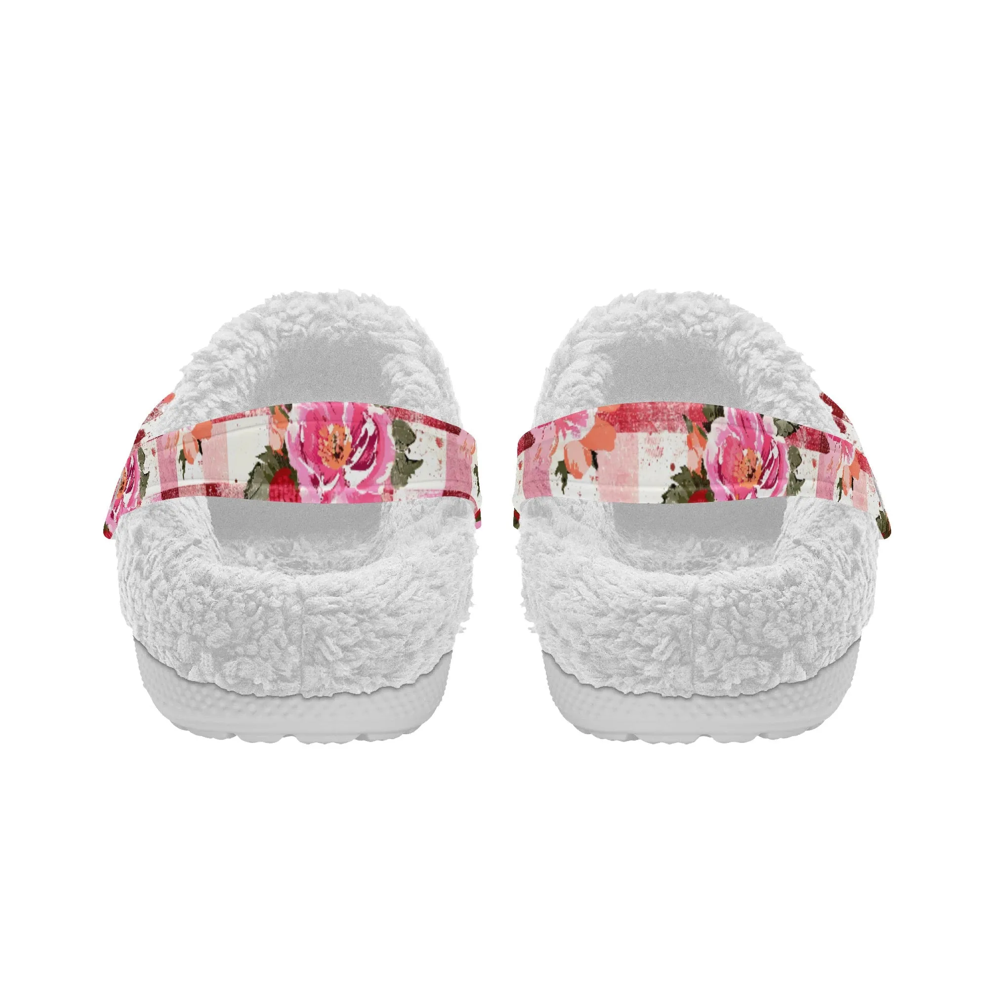Grunge Floral Plaid | Fleece-Lined Clog Slippers - Cozy, Versatile & Built for Everyday Comfort