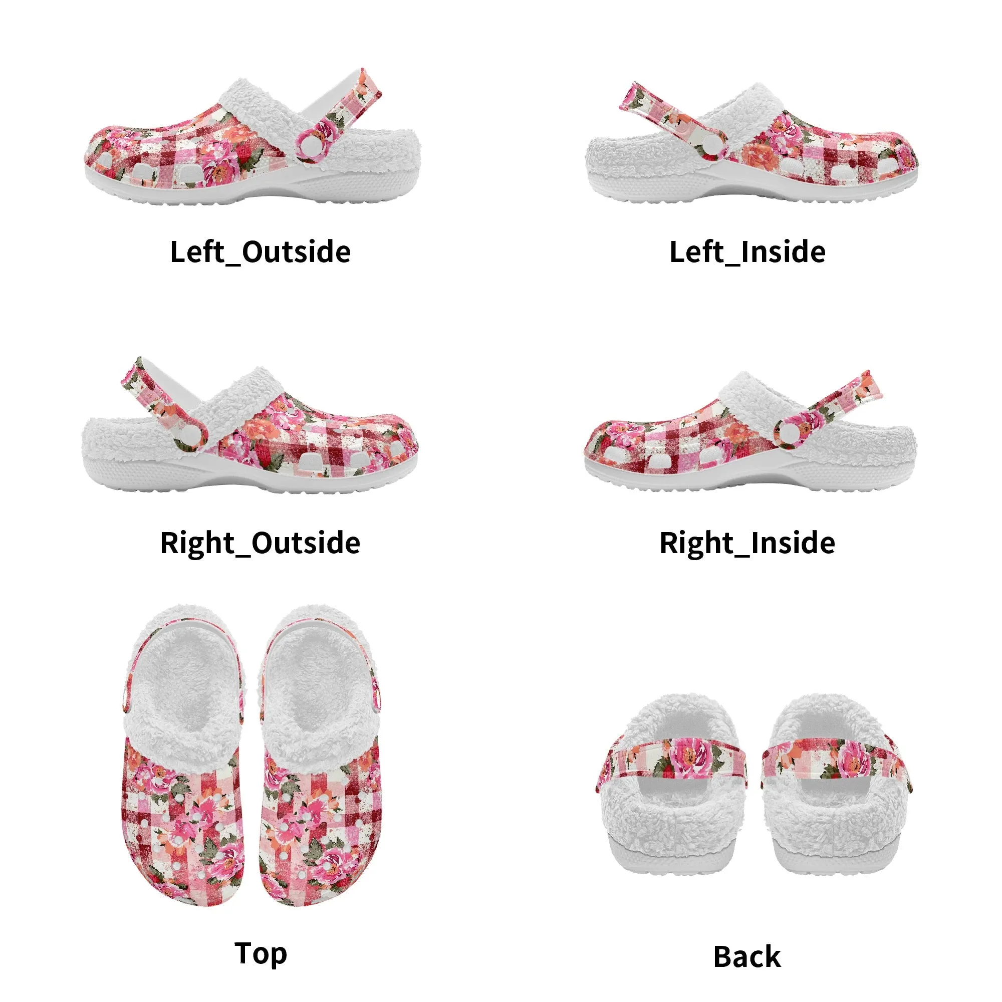 Grunge Floral Plaid | Fleece-Lined Clog Slippers - Cozy, Versatile & Built for Everyday Comfort