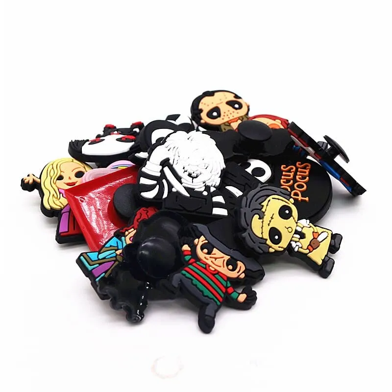 Halloween Horror Movie Style Shoe Charms PVC Grim Reaper Chainsaw Wizard Murderer Designer Croc Clogs Accessories Decorations