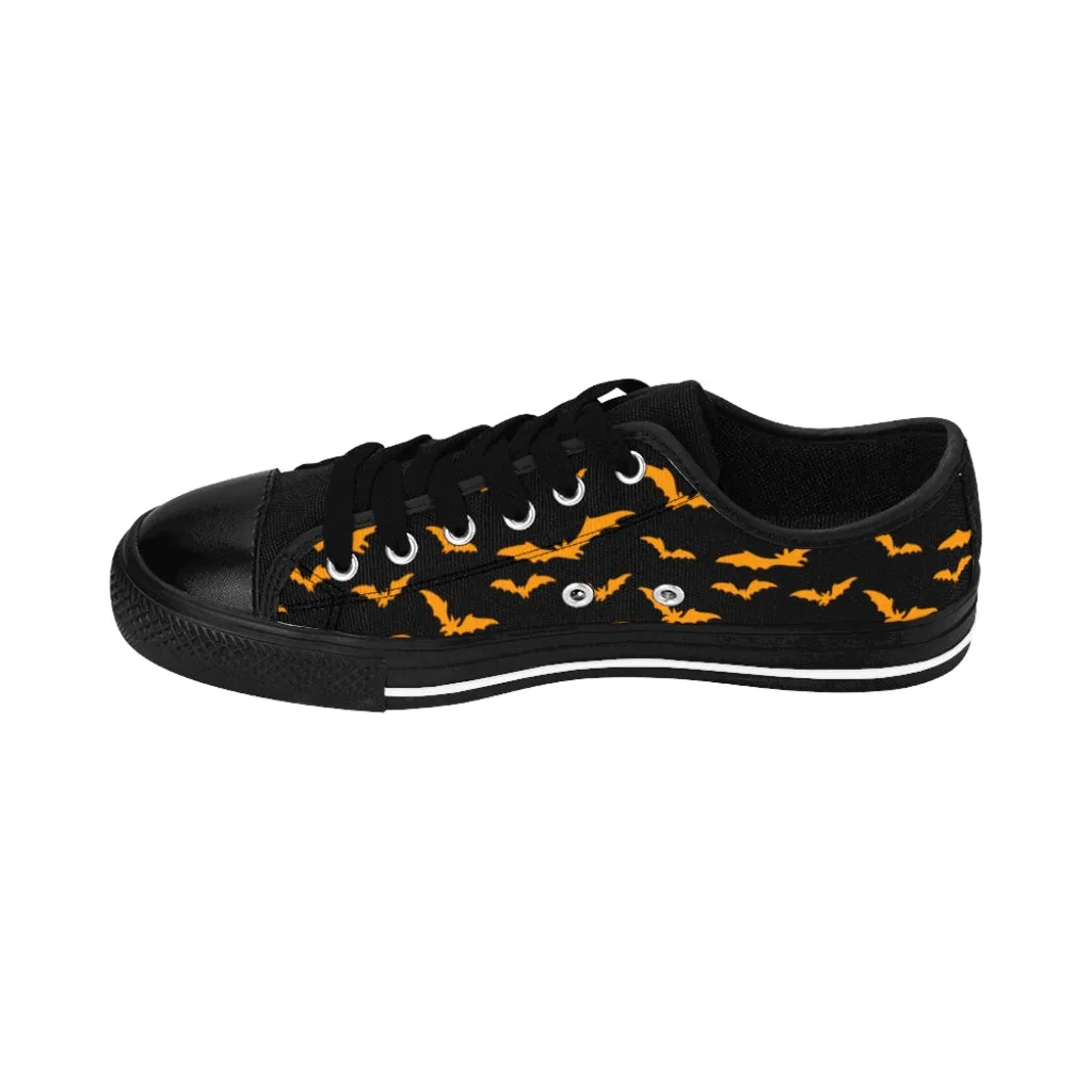 Halloween Men's Sneakers / Black w/ Orange Flying Bats