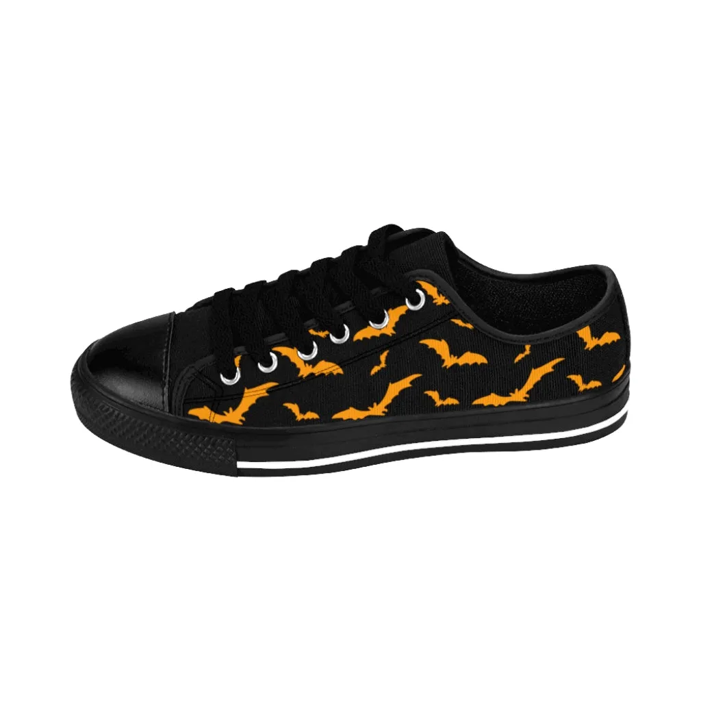 Halloween Men's Sneakers / Black w/ Orange Flying Bats