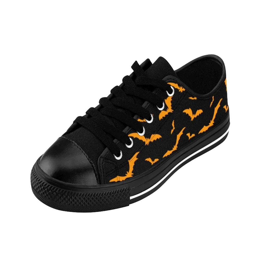 Halloween Men's Sneakers / Black w/ Orange Flying Bats
