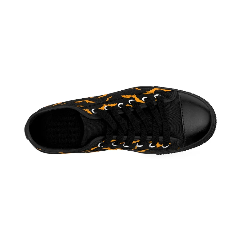Halloween Men's Sneakers / Black w/ Orange Flying Bats