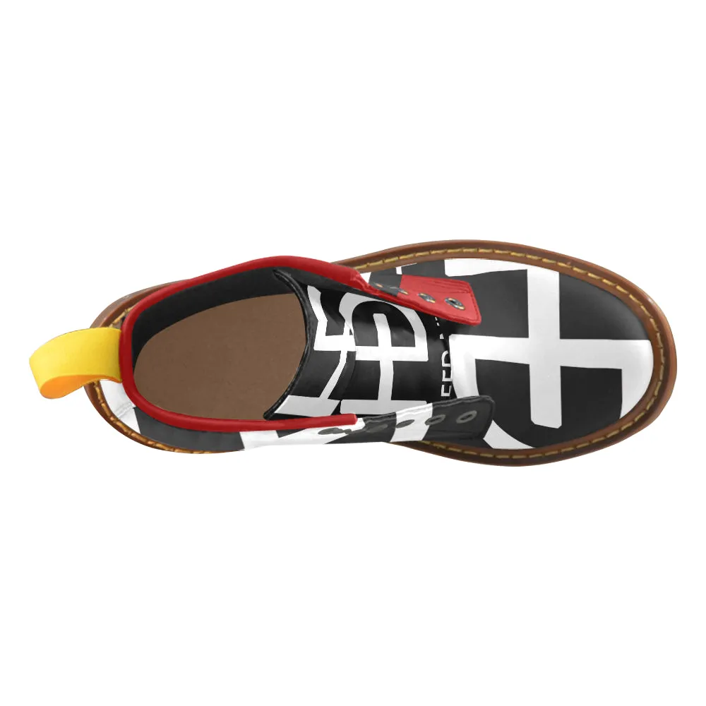 HEED NYC Red, White and Black High Grade Vegan Leather Martin Boot