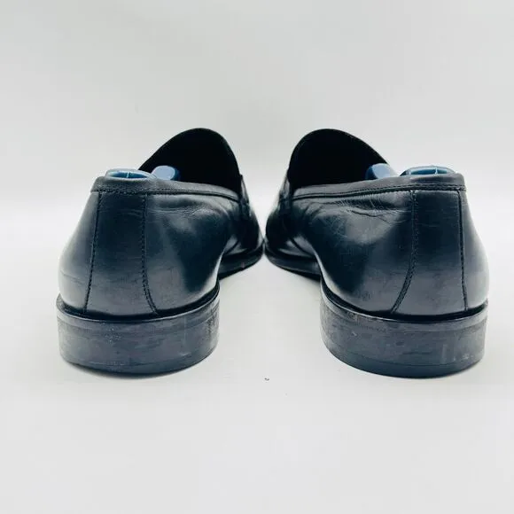 Hugo Boss Loafers Mens 9.5 Black Leather Horsebit Shoes Vintage Made in Italy