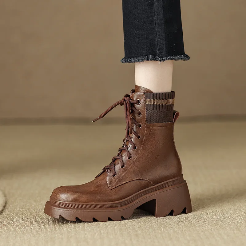 Iris Lug Sole Brown Boots Platform