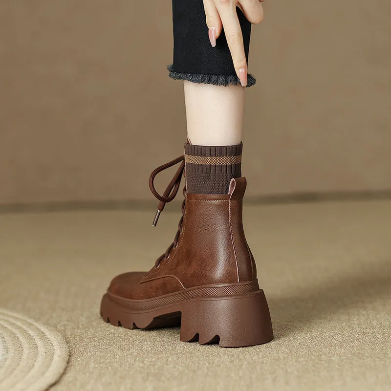 Iris Lug Sole Brown Boots Platform