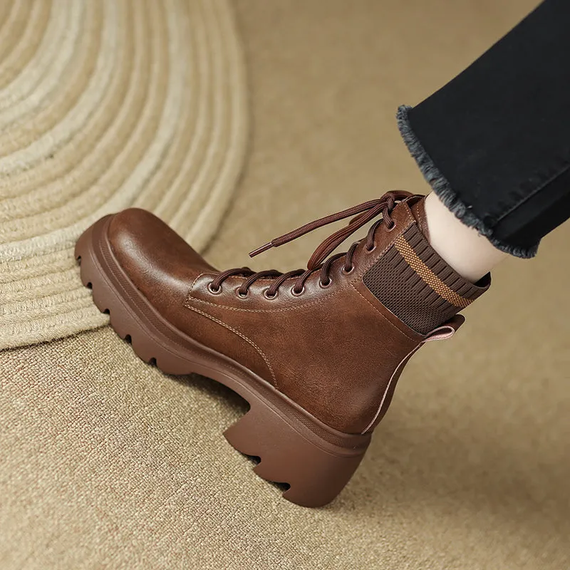 Iris Lug Sole Brown Boots Platform