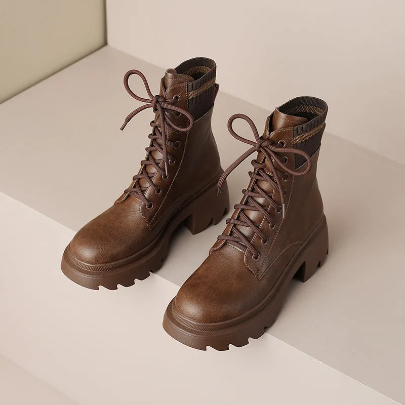 Iris Lug Sole Brown Boots Platform