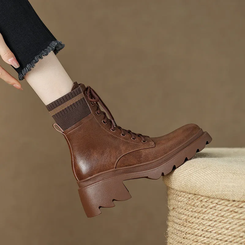 Iris Lug Sole Brown Boots Platform