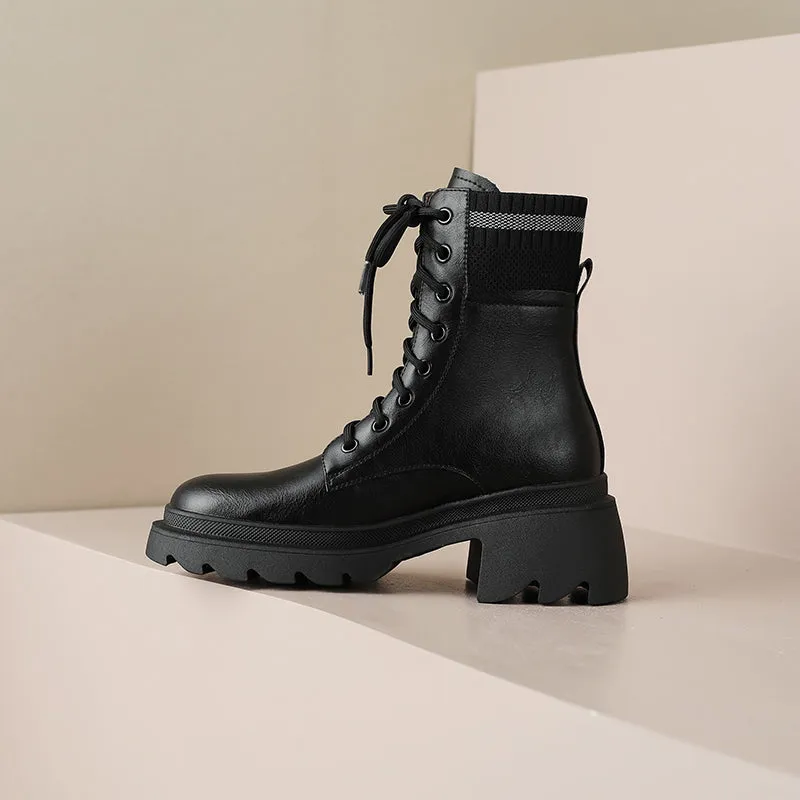 Iris Platform Combat Boots Black