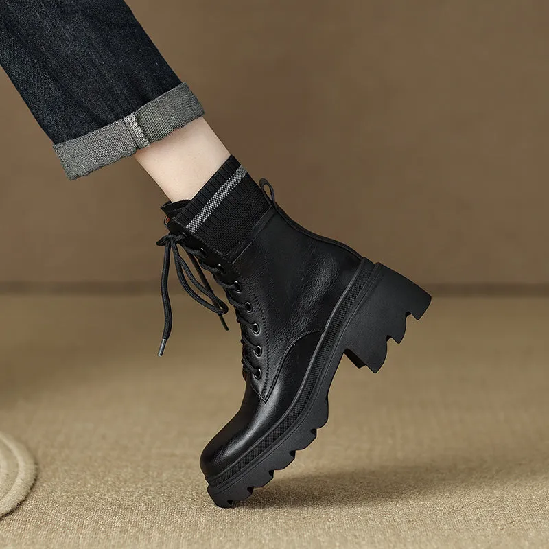 Iris Platform Combat Boots Black