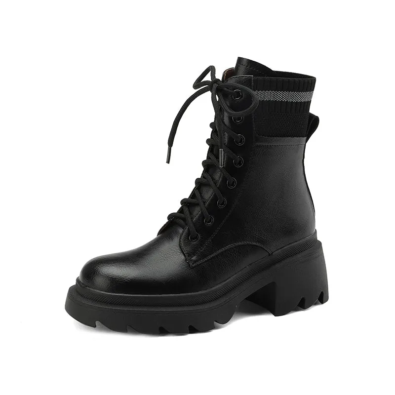 Iris Platform Combat Boots Black