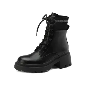 Iris Platform Combat Boots Black