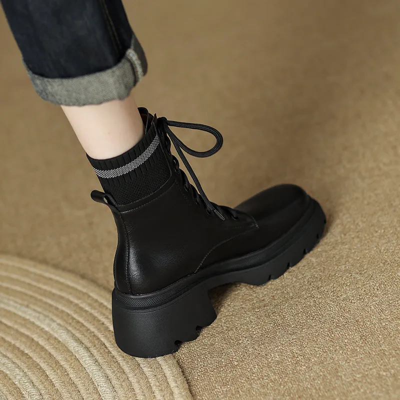Iris Platform Combat Boots Black