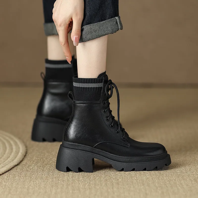 Iris Platform Combat Boots Black