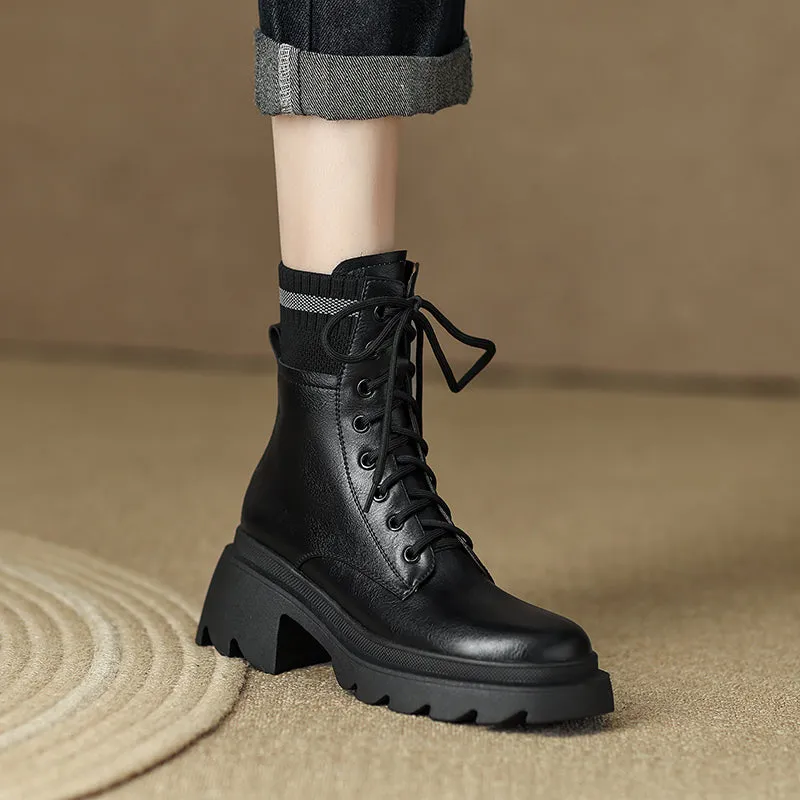Iris Platform Combat Boots Black