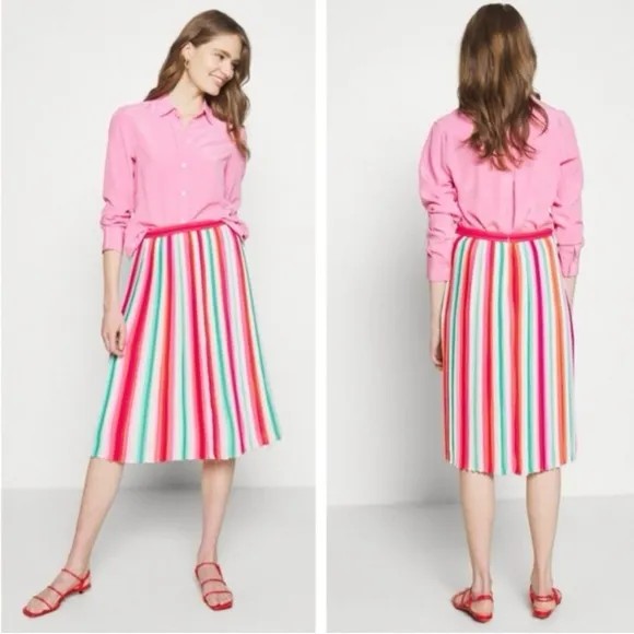 J Crew - Sunburst pleated skirt in watermelon stripe - Size 6