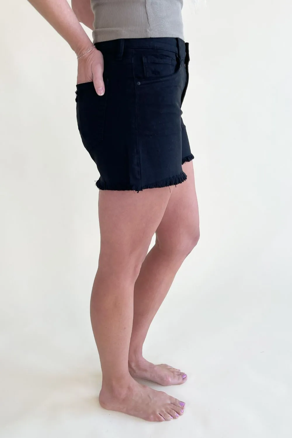 Jane High Rise Long Short Fray Hem