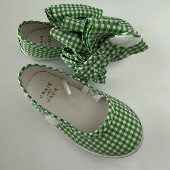 Janie and Jack String Bean Gingham Bow Sneaker size 7