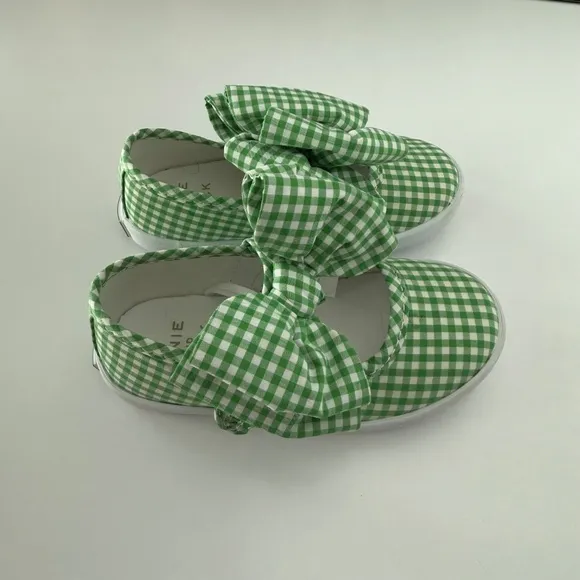 Janie and Jack String Bean Gingham Bow Sneaker size 7