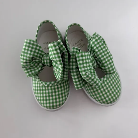 Janie and Jack String Bean Gingham Bow Sneaker size 7