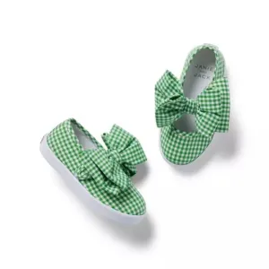 Janie and Jack String Bean Gingham Bow Sneaker size 7