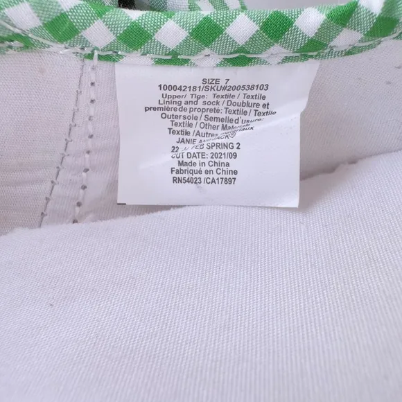 Janie and Jack String Bean Gingham Bow Sneaker size 7