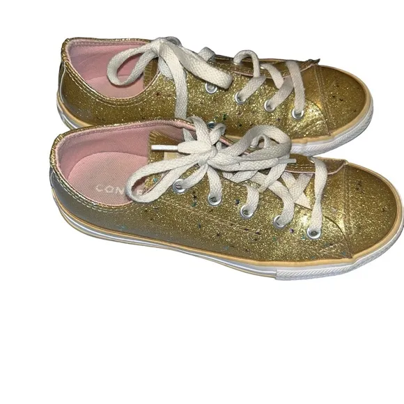 KIDS girls converse all star gold stars galaxy glitter sneakers youth size 3 3Y