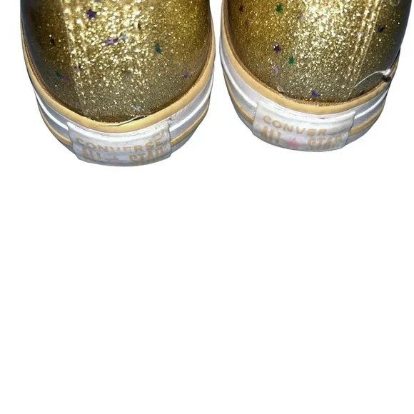 KIDS girls converse all star gold stars galaxy glitter sneakers youth size 3 3Y