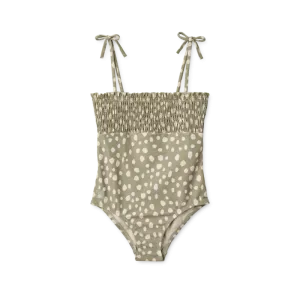Larissa Leopard Spotted Smocked Swimsuit (Mist)