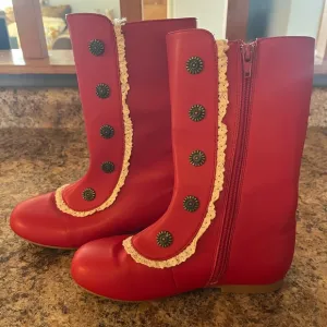 Liv &amp; Mia Girls Military Style Lace Ruffle‎ Trimmed Boots size 3Y
