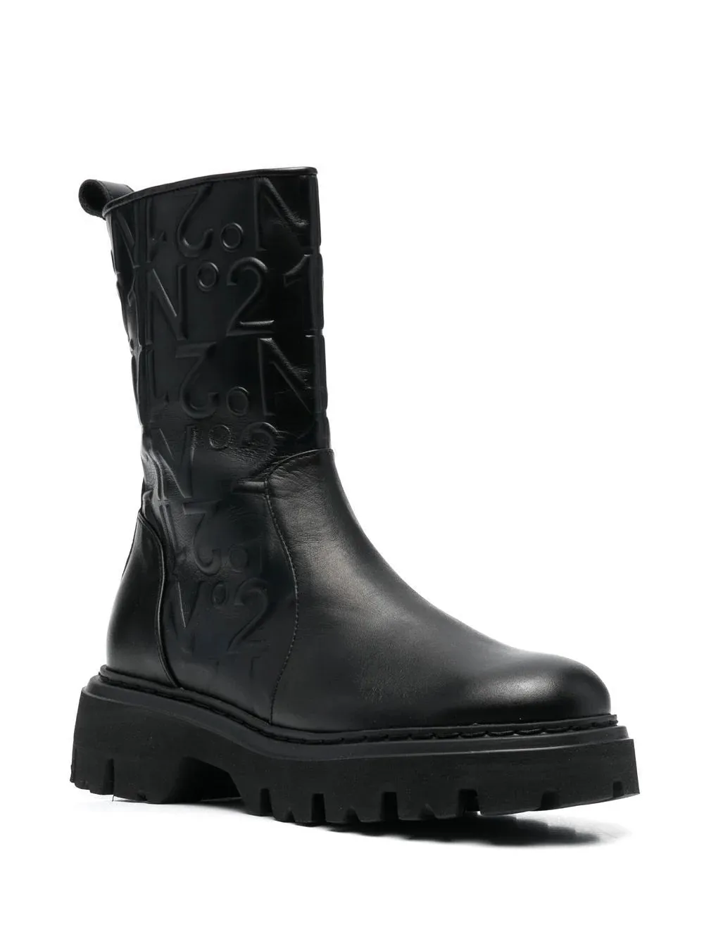 logo-embossed combat ankle boots