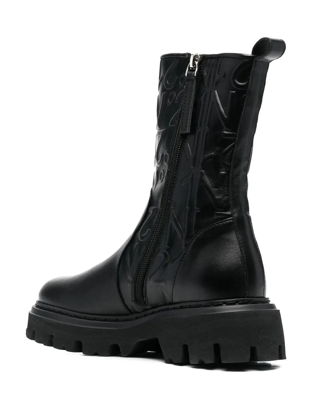 logo-embossed combat ankle boots