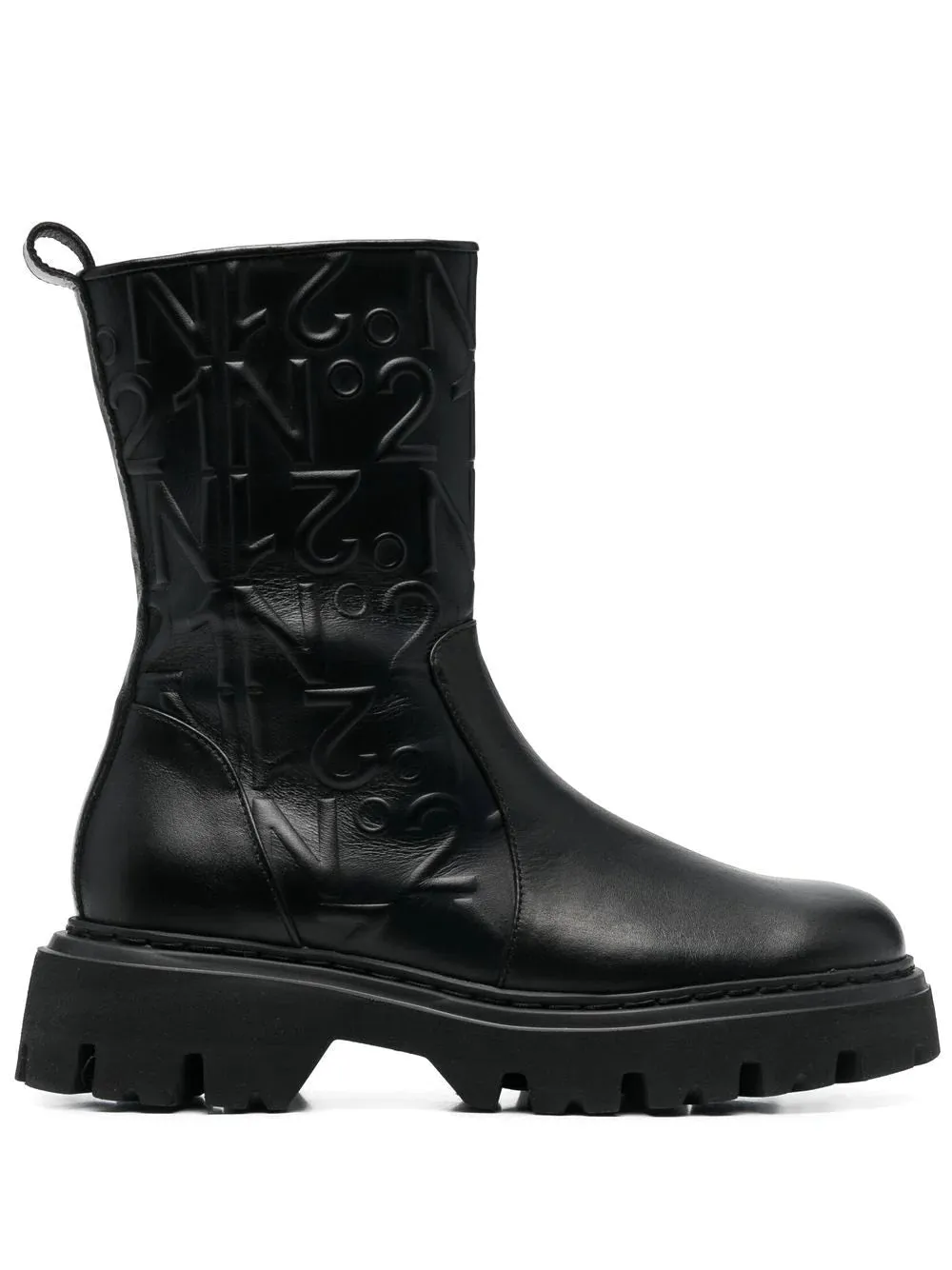 logo-embossed combat ankle boots
