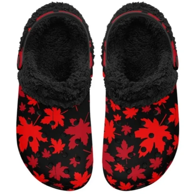 Maple Leaves | Fleece-Lined Clog Slippers | Cozy, Versatile & Built for Everyday Comfort