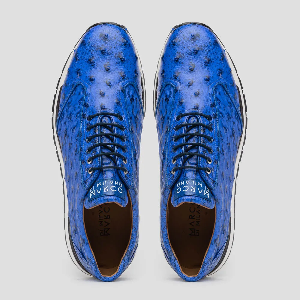 Marco Di Milano Scanno Electric Blue Ostrich Quill Sneakers
