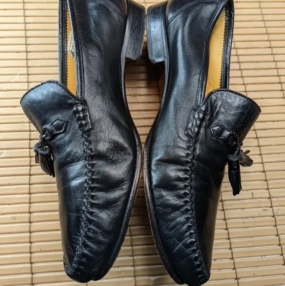Massimo Emporio Men Black Leather Loafers Tassel  Shoes Size 8.5M.  156pm