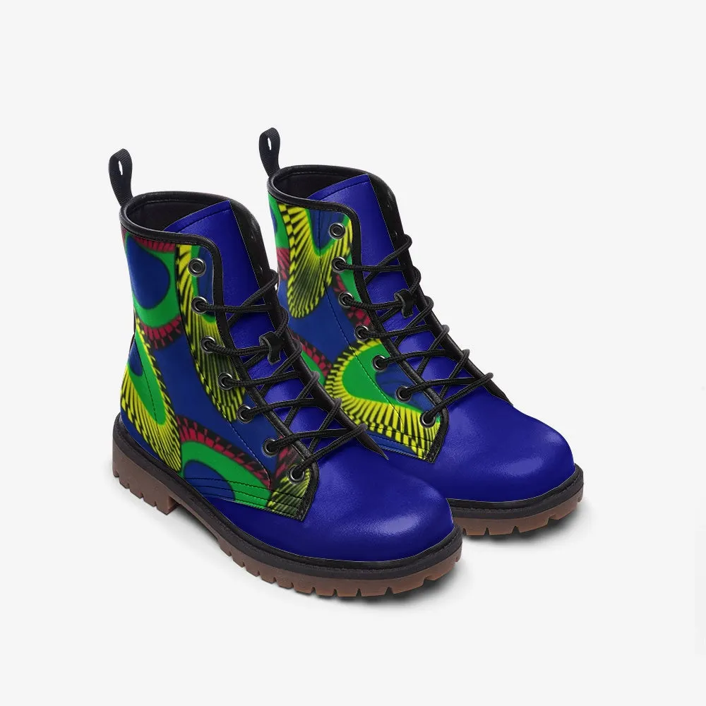 Maya  African Print Leather Combat Boots