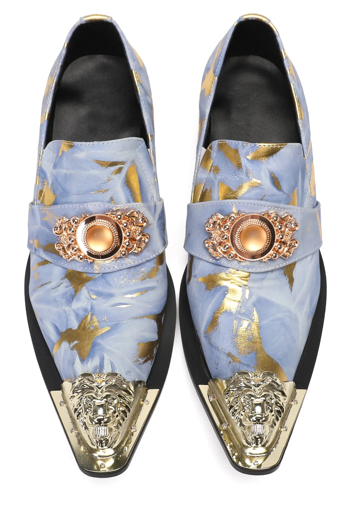 Mens Casual Dress Rhinestone Beaded Western Loafers