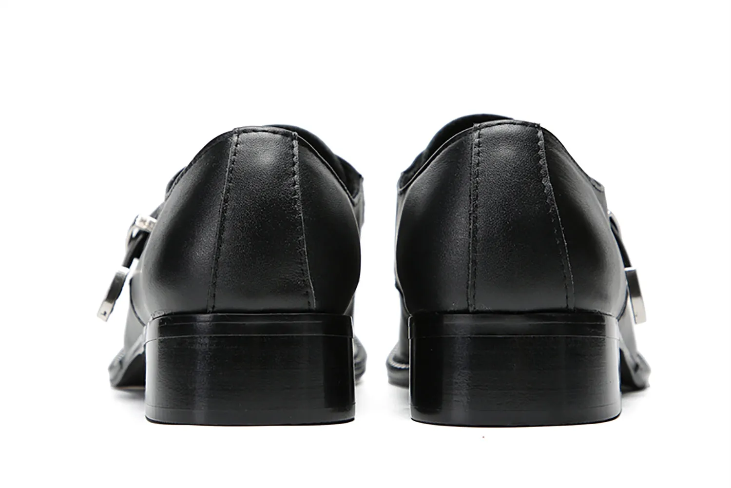 Men's Casual Metal-Square Toe Buckle Western Loafers