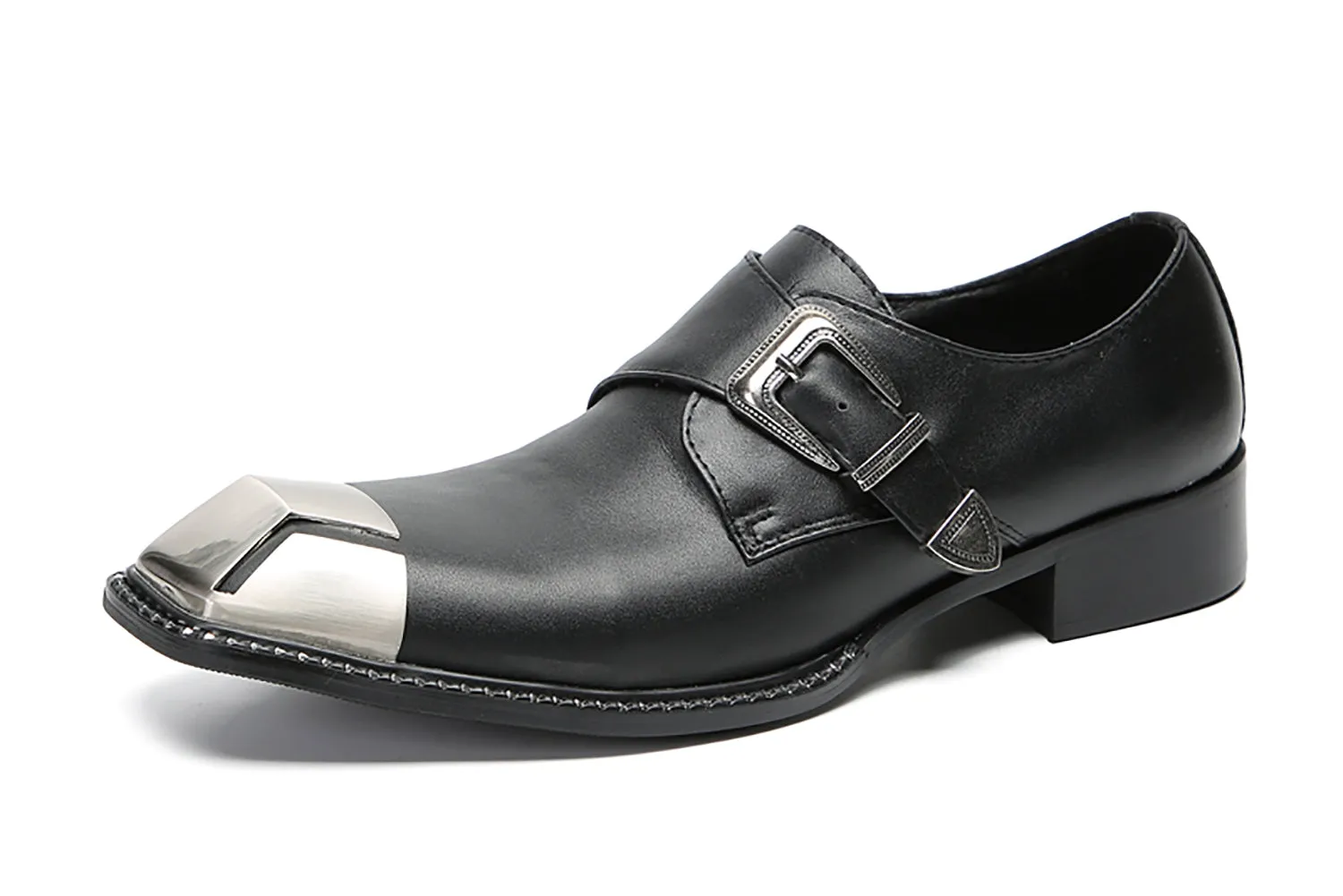 Men's Casual Metal-Square Toe Buckle Western Loafers