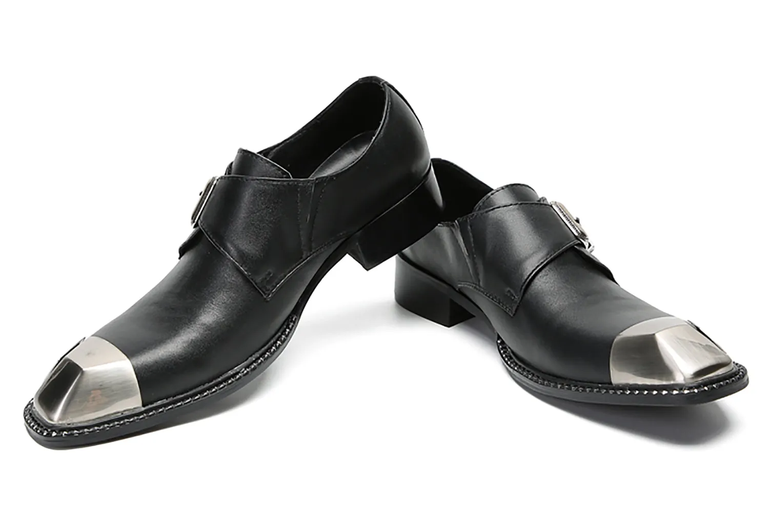 Men's Casual Metal-Square Toe Buckle Western Loafers