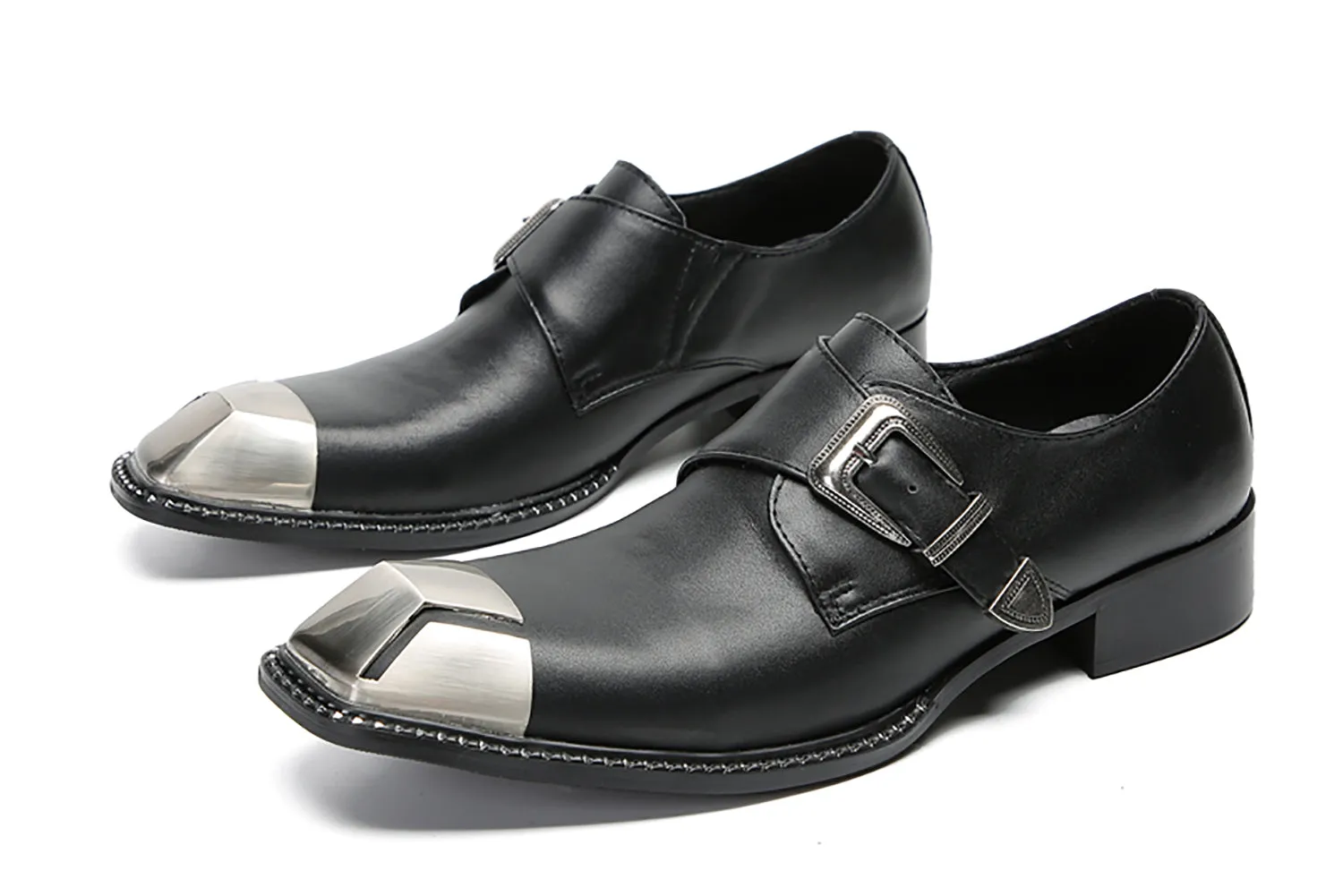 Men's Casual Metal-Square Toe Buckle Western Loafers