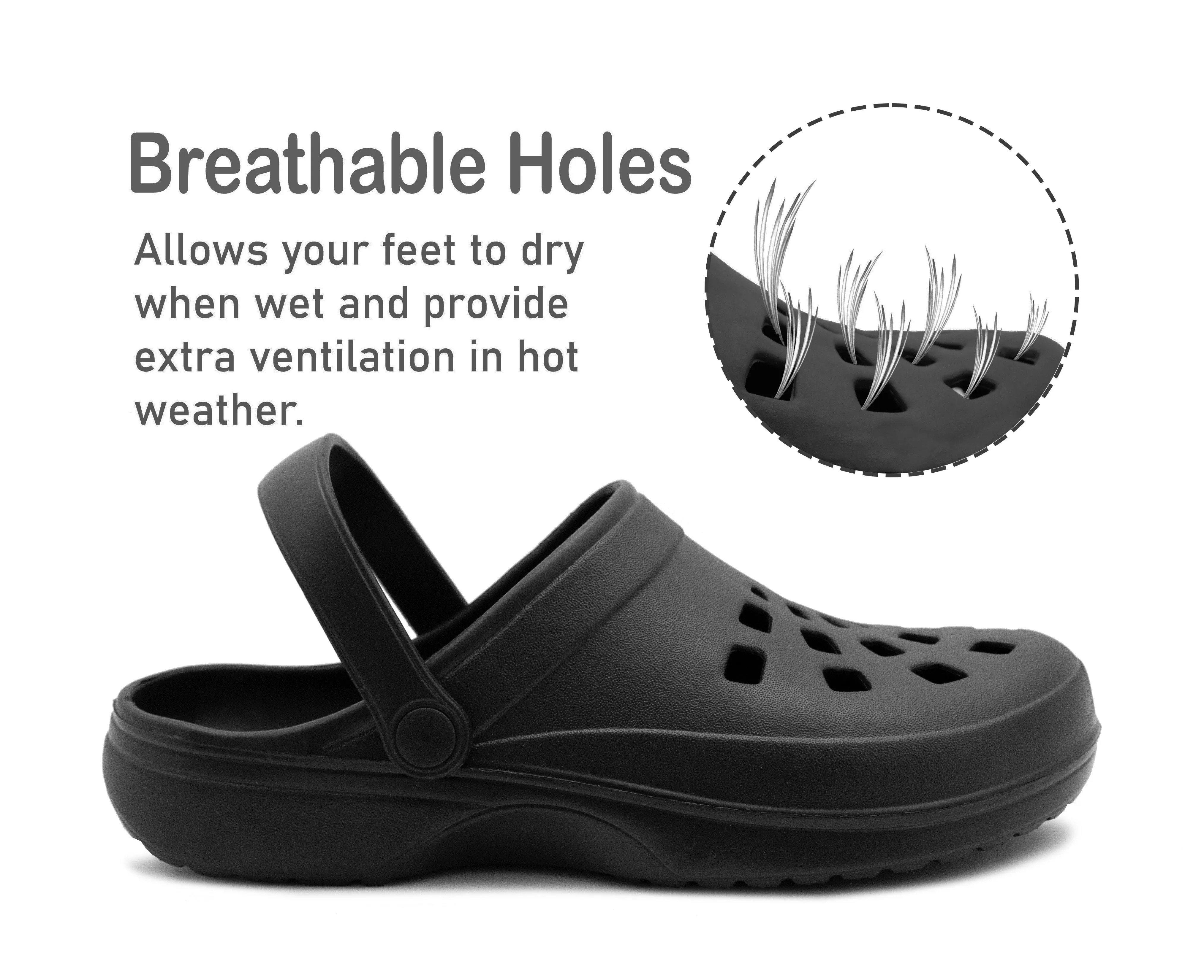 Mens Clogs Black Lightweight EVA Garden Breathable Slip On Beach Hospital Nurse Kitchen Water Shoes Mules House Shoes Sandals