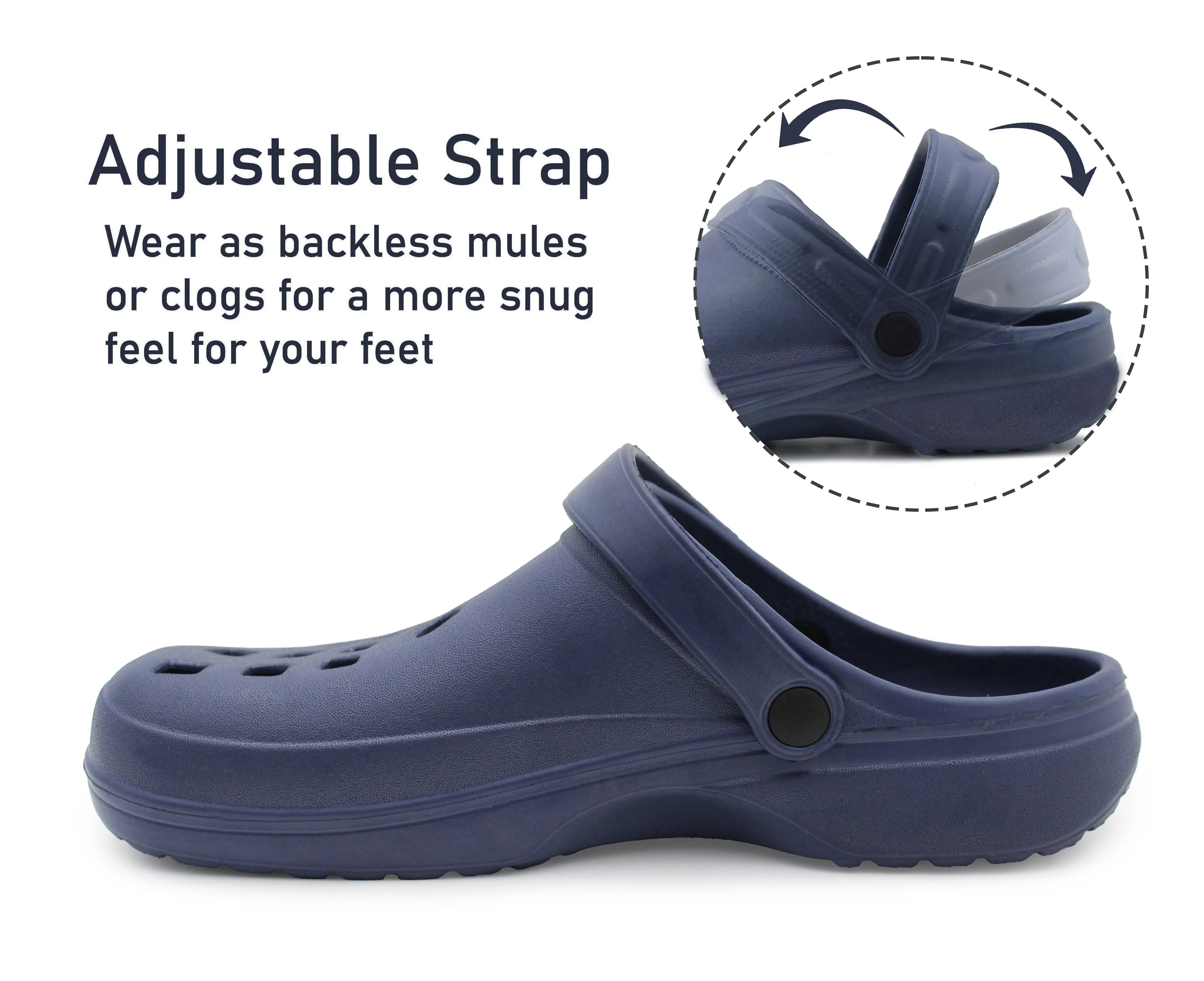 Mens Clogs Navy Lightweight EVA Garden Breathable Slip On Beach Hospital Nurse Kitchen Water Shoes Mules House Shoes Sandals
